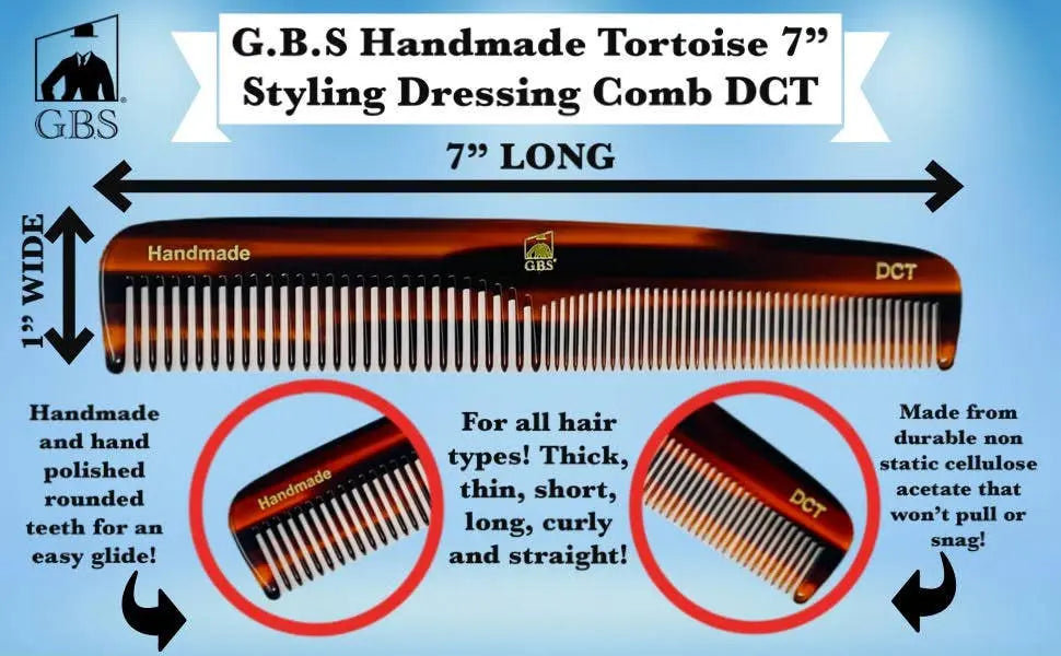 DCT Styling Comb Fine Toothed Dressing Comb 7"
