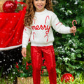 Merry Knit Sweater and Red Dazzling Sequin Pant Set