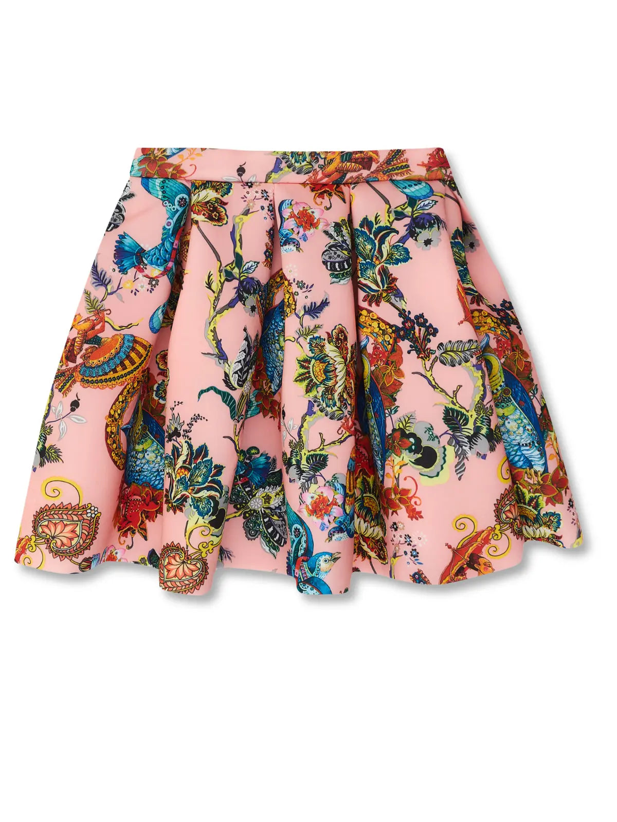 Girls Botanical Owl Coral Pleated Skirt By Kids Couture