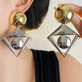 Contrast Color Geometric Drop Earrings