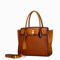 Italy Classic Camel Ostrich-Textured Tote