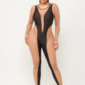 Contrast Mesh Color Block Detail Jumpsuit