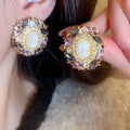 Rhinestone Sequined Oval Earrings Accessories