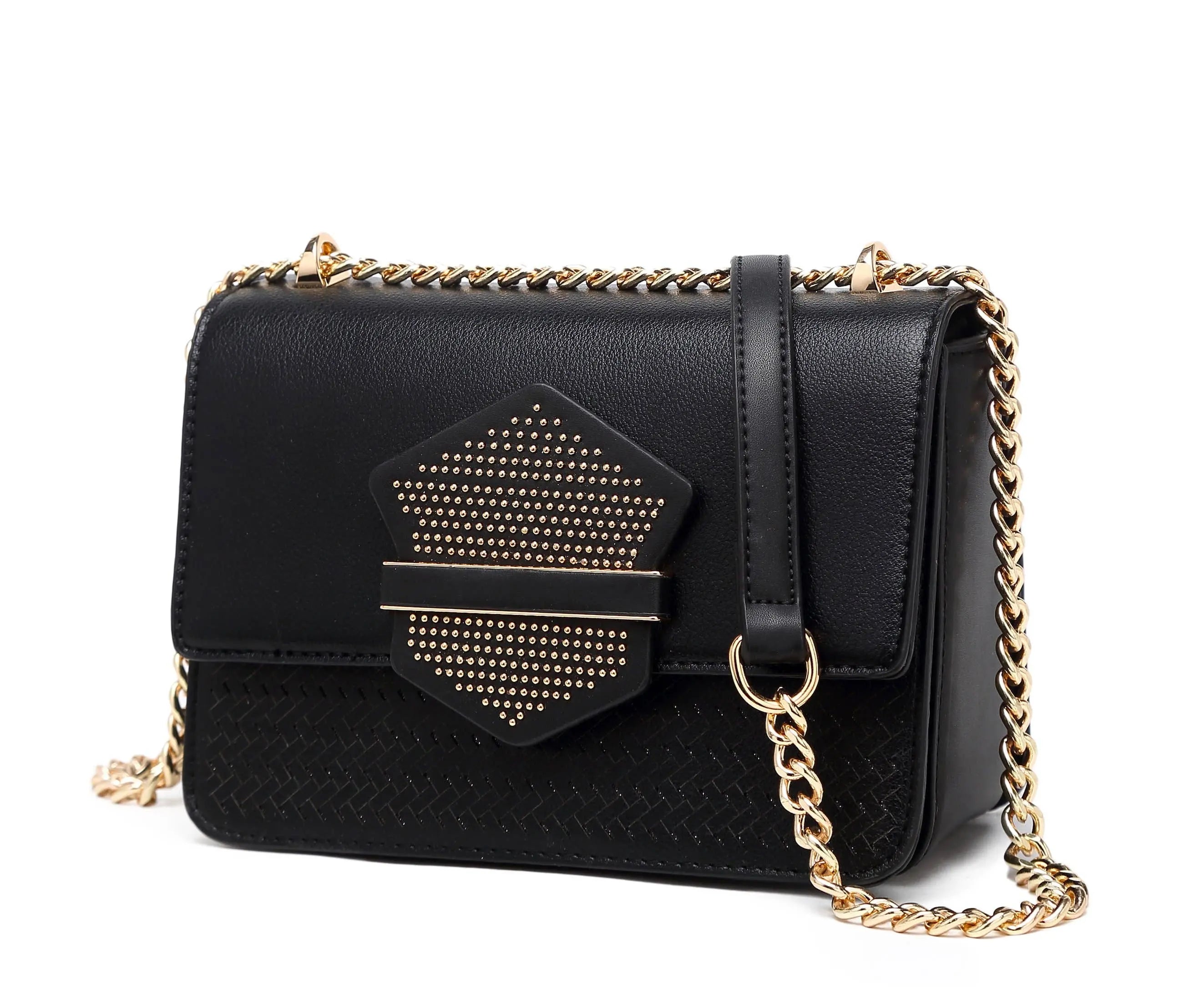 Brangio Italy Sophisticated Black Chain Bag