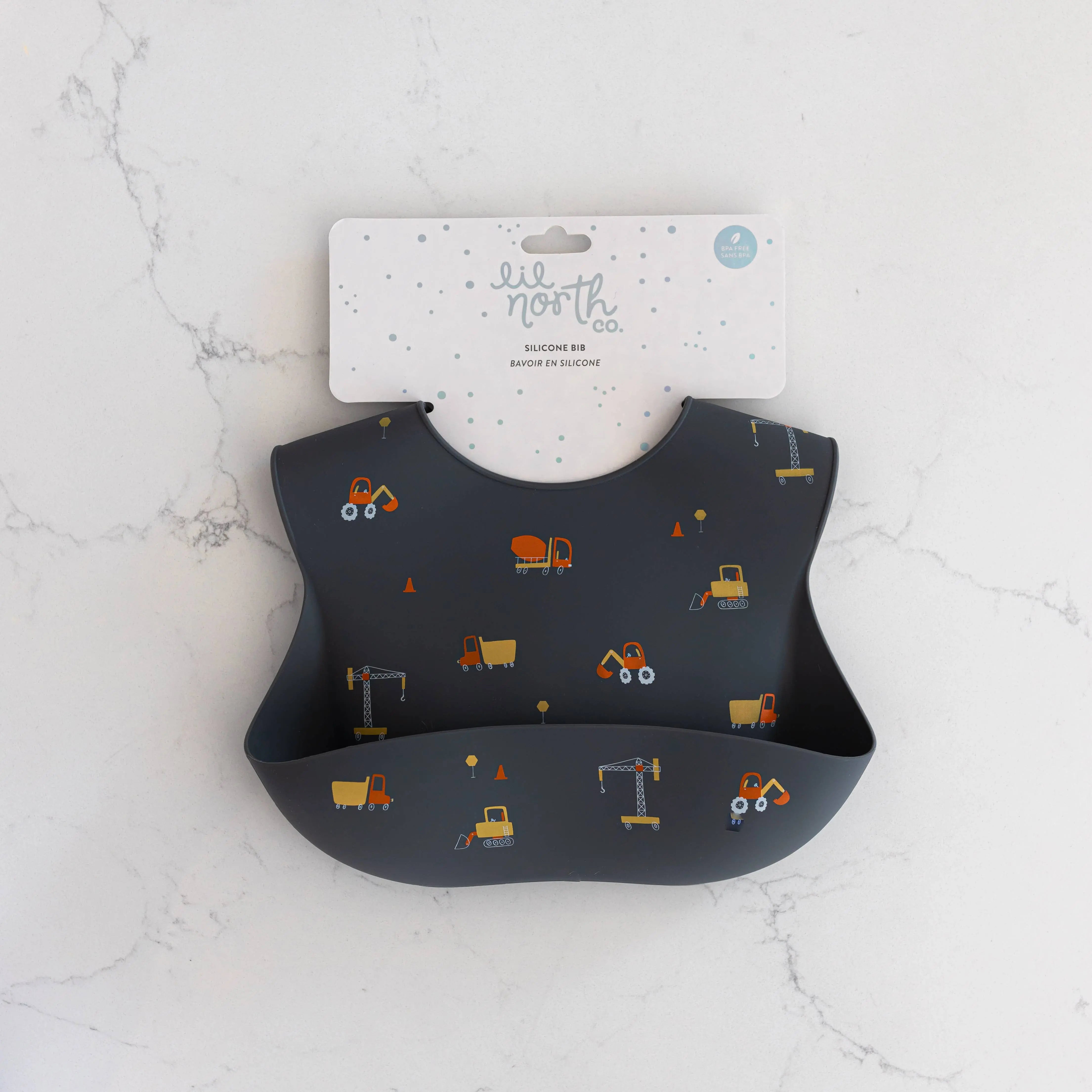 Durable Construction Trucks Silicone Bib - Keep Your Little Builder Mess-Free!