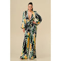 DEEP V CHAIN PRINT JUMPSUIT