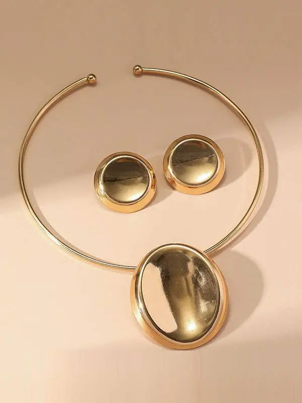 Geometric Solid Color Earrings Accessories + Necklaces Two Pieces