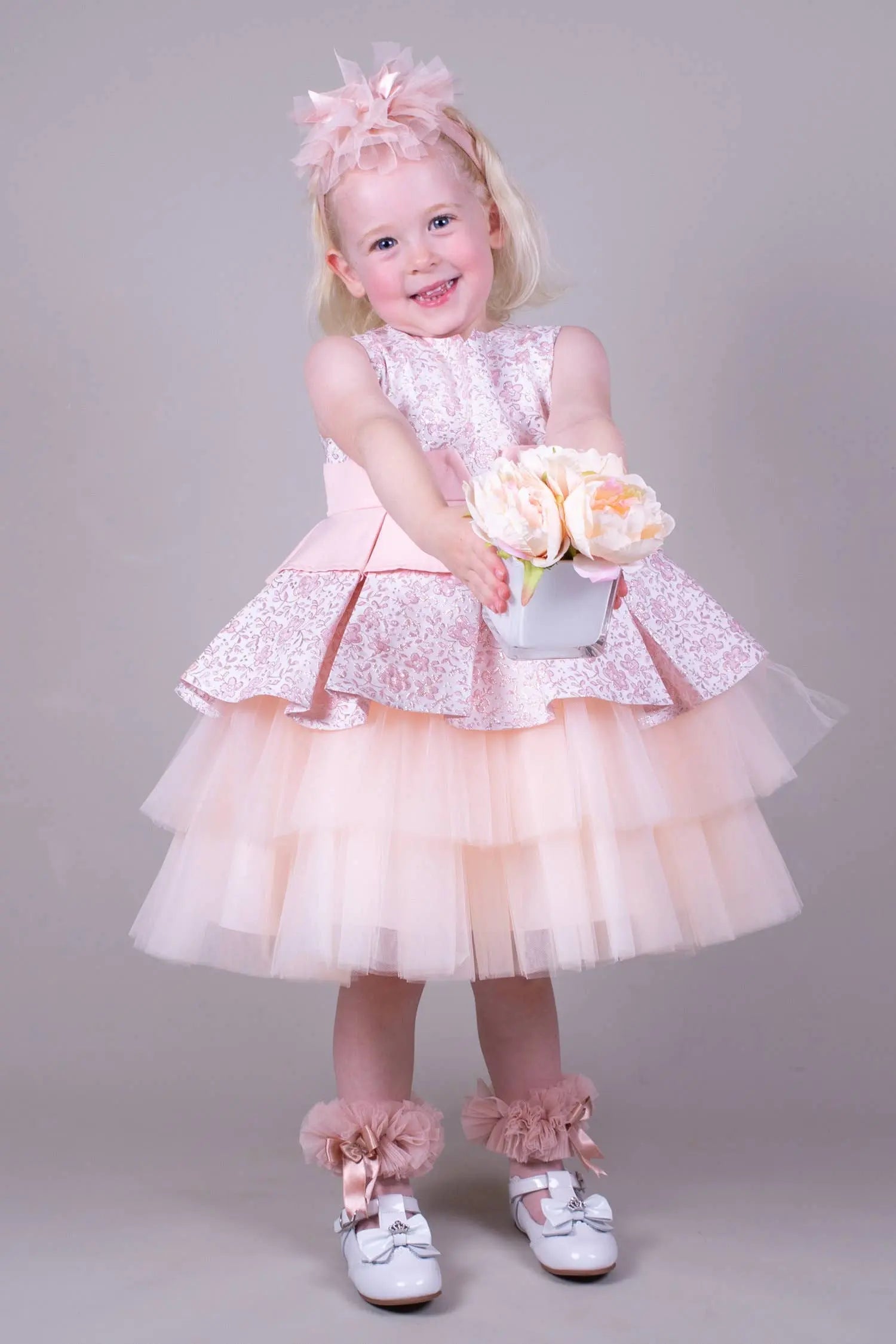 Girls peach tulle dress