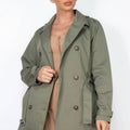 Double-breasted Notch Belted Coat