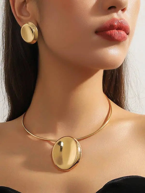 Geometric Solid Color Earrings Accessories + Necklaces Two Pieces