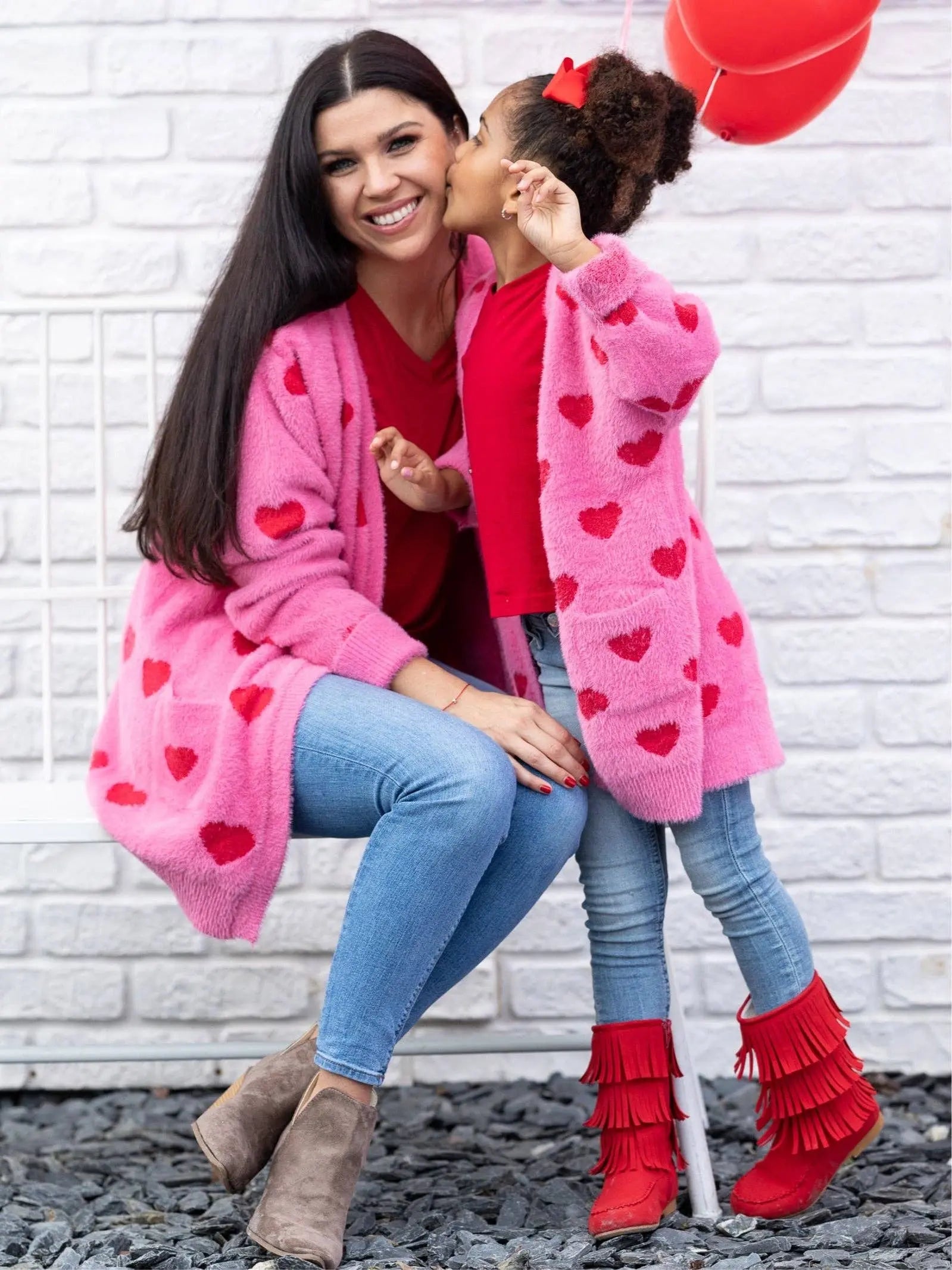 Mommy And Me I Love You Lots Oversized Heart Cardigan