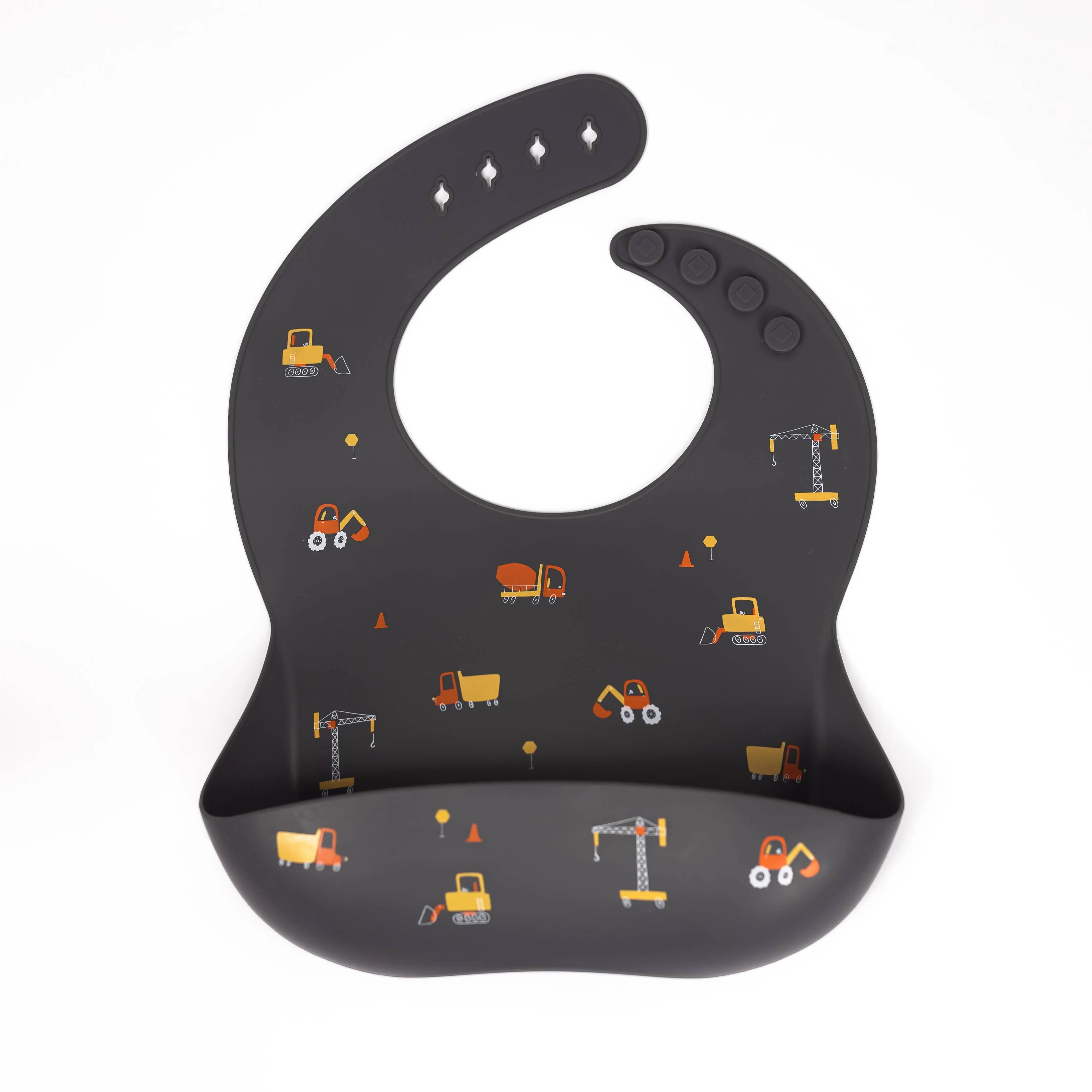 Durable Construction Trucks Silicone Bib - Keep Your Little Builder Mess-Free!